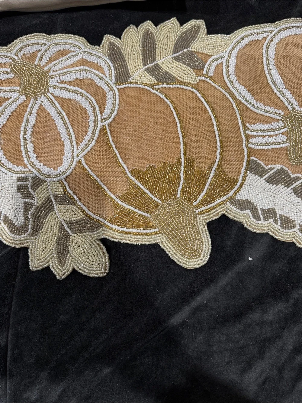 Pier1 Matching Pillows/Kohl’s Brown & Cream Pumpkin Embroidered Table Runner